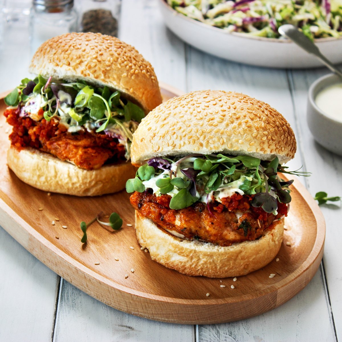 Crispy Chicken Burgers with Easy Coleslaw - EasiYo NZ
