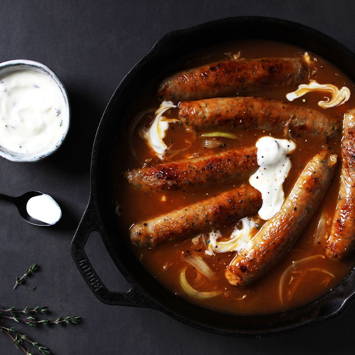 Curried sausages with lemon thyme yogurt dressing - EasiYo NZ